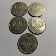 5 x Moneta 100 zł 1990
