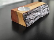 Drewniany świecznik na 1 tealight – rękodzieło z naturalnej kory