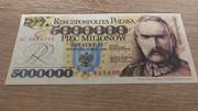 5000000 zł 5 mln złotych 1995 Piłsudski replika nieobiegowego banknotu