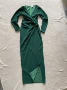 Pakuten długa sukienka maxi koktajlowa kopertowa z długim rękawem S M