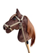Hobby horse brązowy koń na kiju realistyczny A4 mały lekki zestaw akcesoria