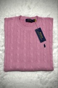 Polo Ralph Lauren sweter vintage cable knit różowy basic L unisex