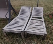 Leżaki drewniane na kółkach 2szt.