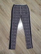 KARI TRAA damskie getry granatowe we wzorek 100% wełna merino_ S