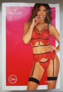 Sexy komplet bielizna Obsessive Mettia, czerwona czarna koronkowa L/XL