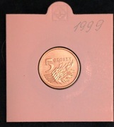 5groszy " 1999 rok.Moneta obiegową w bardzo dobrym stanie.