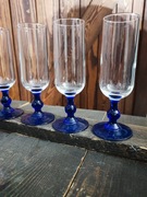 Francuskie kieliszki do szampana kobaltowa nóżka
