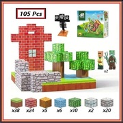 Klocki magnetyczne Minecraft 105 sztuk i 2 figurki!!! Szybka wysylka!!!
