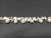 Pasmanteria taśma z frędzlami koralikami perłami