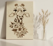  Żyrafa z Kwiatami – Obraz na Drewnie Handmade | Dekoracja do Pokoju 