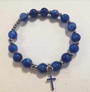 RÓŻANIEC bransoletka dziesiątka niebieska hematyt cyrkonie
