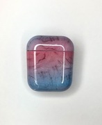 etui case air pods apple różowe niebieskie marmur 