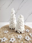 Komplet 2 sztuki biała choinka z pomponami miękka ręcznie robiona 