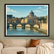 Rzym - Panorama Bazyliki św. Piotra nad Tybrem - art deco - 60x40cm 