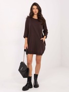 Czekoladowa sukienka basic z bawełny Salou