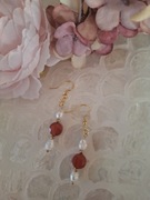 Kolczyki handmade srebro z naturalnych kamieni perły agat hematyt 