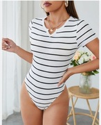NOWE prążkowane body w paski PETITE marine styl XS