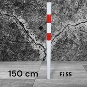 Słupek parkingowy drogowy blokada biało czerwony 150 cm fi 55 