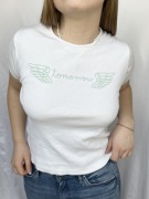 Biały bawełniany baby tee z nadrukiem 81 hours 90s