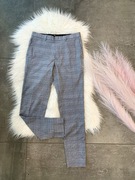 Męskie chłopięce spodnie w kratę garniturowe eleganckie szare (S) W28 L30