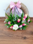 stroik wiosenny na drzwi 30cm rękodzieło