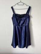 Satynowa sukienka Vintage Granatowa M/L