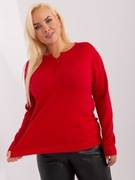Czerwony damski sweter plus size z guzikami