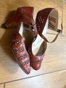 Włoskie sandały na obcasie skóra naturalna 25,5cm