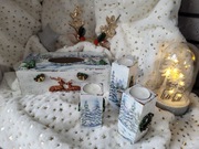 Chustecznik + świeczniki świąteczne zimowe decoupage