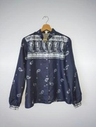 Niebieska koszula z długim rękawem lata 90 wzory granatowa XL