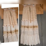 Spódnica maxi boho kremowo-złota premium uni