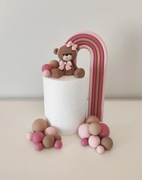 Zestaw dekoracji z masy cukrowej miś tęcza kule 