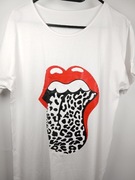 Koszula nocna damska S biała długi t shirt nadruk usta