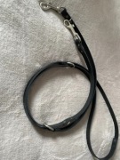 Smycz Skórzana Czarna Przedluzana 15 mm dla Psa