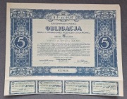 1931 Warszawa, Obligacja III Premiowa Pożyczka Dolarowa 5 $/niebieski