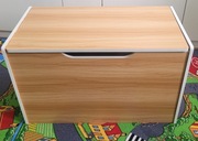 Skrzynia pojemnik siedzisko na zabawki z pokrywką – drewno naturalne