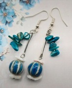 Porcelanowe ceramiczne srebrne kolczyki handmade masa perłowa muszelki hit