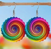 Tęczowe kolczyki w kształcie mandali 