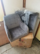 Krzesełka pikowane w kolorze szarym (welur/zamsz) 2 sztuki