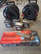 Komplet do streamingu: convertery, mikser i kable SDI na bębnach 2 x 100m