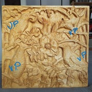 Płaskorzeźba ptaki i kwiaty