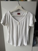 Biała bawełniana koszulka na krótkim rękawaku - Levis