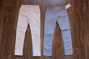 spodnie dziewczęce C&A 128 134 komplet ecru + niebieskie black friday 