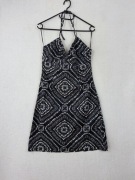 YH-54 Letnia sukienka wiązana na szyi H&M, wzorzysta, bawełniana, 38