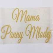 Naprasowanka Mama Panny Młodej 15x10,5 cm złoty brokat