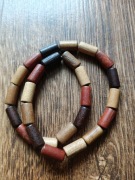 Bransoletka drewniana brąz cylindryczne koraliki 