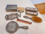 Srebrny zestaw bibelotów łazienkowych unikat  dużo  elementów antyk 