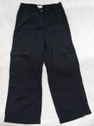 Czarne eleganckie spodnie szeroka nogawka bojówki z kieszeniami HM