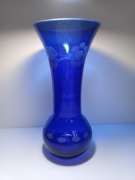 Wazon kobalt szkło kryształowe vintage PRL retro dekoracja stołu 