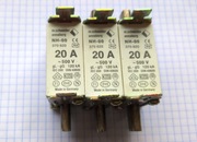 3szt. bezpiecznik 20A 500V wkładka BM Schneider NH-00 120kA